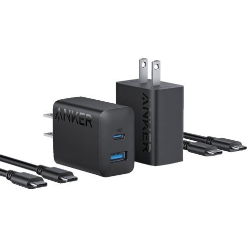 Anker　USB充電器　Charger (20W,2-port) with USB-C　ケーブル　2個セット　ブラック　正規販売品　B2348112　（北海道・沖縄・離島のみ送料必要）