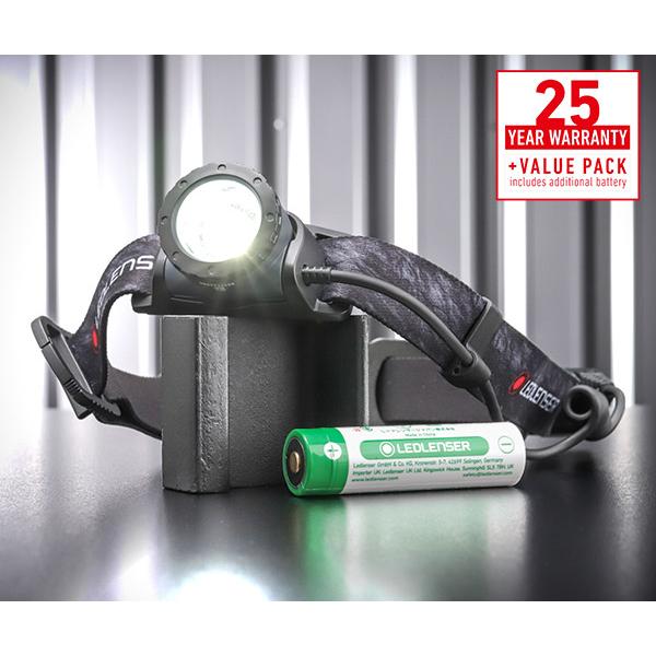 [26SS新商品] 日本正規品 レッドレンザー LEDヘッドライト H8R 25周年限定 予備バッテリー付 限定色ブルーグレイ×ブラック (503264) (4058205041386)