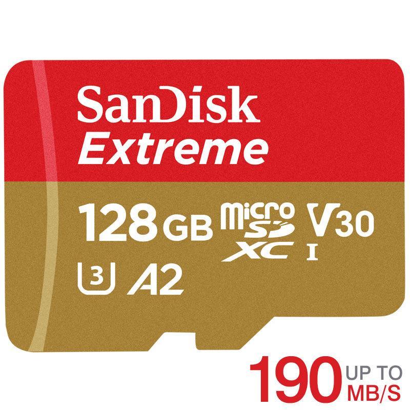 ポイント2倍 microSDXC 128GB SanDisk Extreme UHS-I U3 V30 A2 R:190MB/s W:90MB/s SDSQXAA-128G-GN6MN  Nintendo Switch対応 並行輸入品 翌日配達