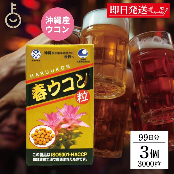 沖縄長生薬草本社 春ウコン 1000粒 3個 約99日分 ウコン粒 健康食品 健康サプリ うこん 春ウコン うこん ウコンサプリ ウコンサプリメント 濃縮エキス 爆買