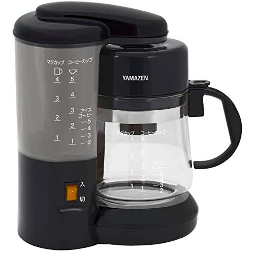 山善 コーヒーメーカー 650ml 5杯用 ドリップ式 アイスコーヒー 簡単操作 保温機能 水量目盛り付き コンパクト ブラック YCA-502