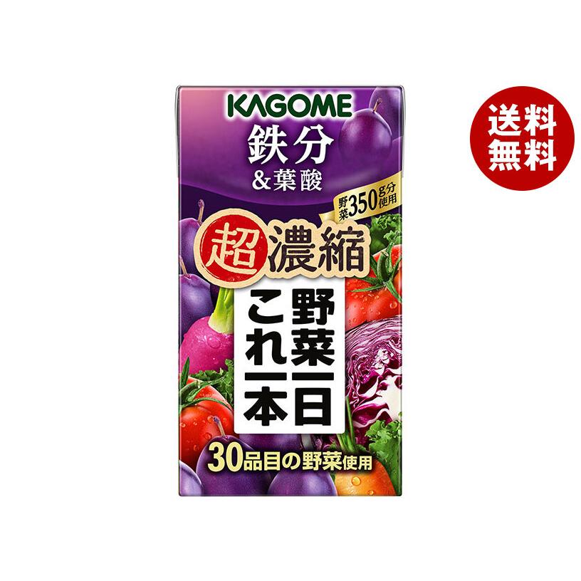 カゴメ 野菜一日これ一本 超濃縮 鉄分&amp;葉酸 125ml紙パック×24本入×(2ケース)｜ 送料無料