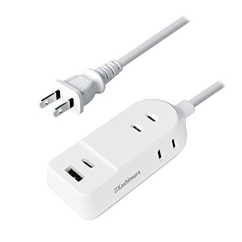 カシムラ 国内・海外両用電源タップ 旅行用100〜240V入力対応 コード1m AC3 A/C