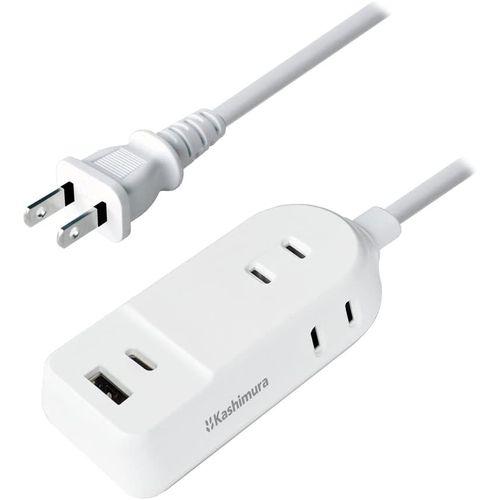 国内・海外両用電源タップ 旅行用100-240V入力対応 1m AC3 A/C 2P 2.4A 取り寄せ商品
