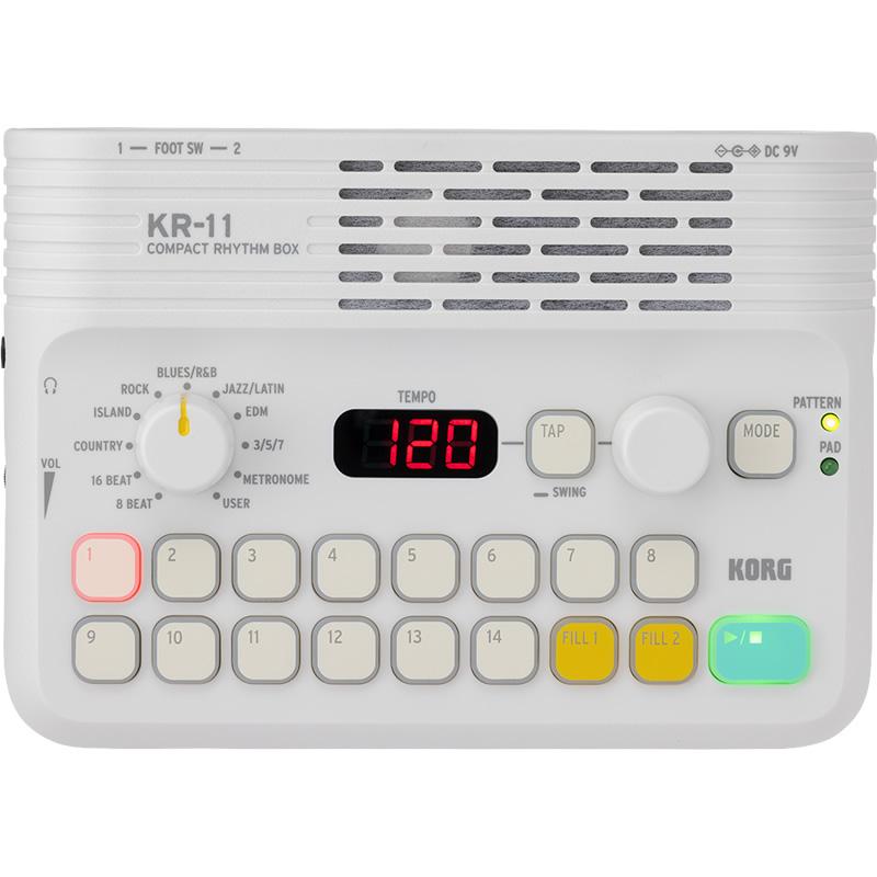 KORG コンパクト・リズムボックス KR-11 〔コルグ リズムマシン フィンガードラム 電池駆動可能 メトロノーム機能搭載〕＊