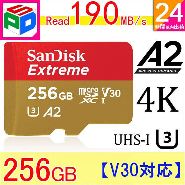 ポイント2倍 microSDXC 256GB SanDisk UHS-I U3 V30 4K A2対応 Class10 R:190MB/s W:130MB/s Nintendo Switch動作確認済 翌日配達送料無料 並行輸入品