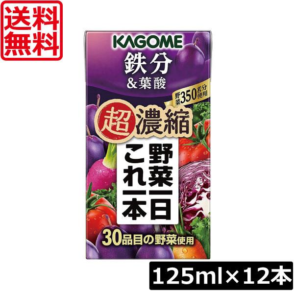 送料無料 カゴメ 野菜一日これ一本 超濃縮 鉄分 125ml×12本 葉酸  野菜ジュース