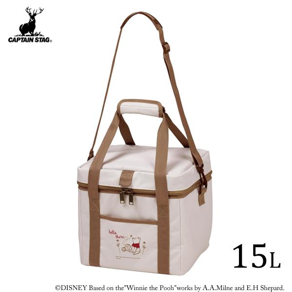 クーラーバッグ 15L (くまのプーさん／こんにちは) キャプテンスタッグ MA-4629 / 保冷バッグ 抗菌 折りたたみ 便利 ポケット付 キャンプ アウトドア ディズニー